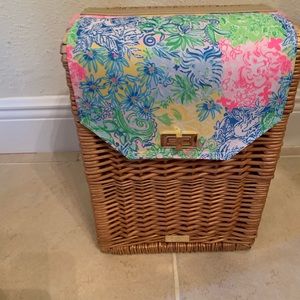 NIB Lilly Pulitzer Wicker Wine Basket